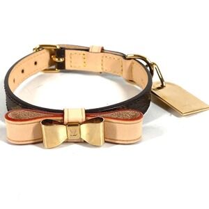 LOUIS VUITTON M58073 Pet Collar Monogram Dog Collier Baxter XS Ribbon Canvas ...
